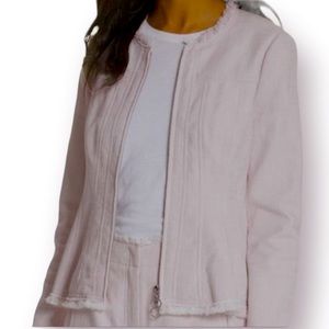 REBECCA TAYLOR | Light Pink Woven Zip Up Jacket